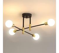 Pheashine Modern black & gold Ceiling Light, Semi-Flush E27 Fixture, No Bulb Pheashine Black