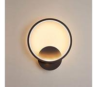 Pheashine Modern Black Round LED Wall Light, 12W 3000K Warm Light Sconce, 23cm Pheashine Black