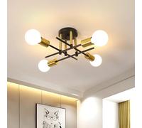 Pheashine Modern Chandeliers Ceiling Lights Living Room, 4-Light Semi Flush Mount Ceiling Lights with E27 Base, Industrial Vintage Ceiling Lighting Fixture for Kitchen, Bedroom, Dining Room