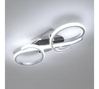 Pheashine Modern Chrome LED Ceiling Light, 36W Nordic Aluminum Flush Mount, 42cm in White Pheashine White