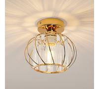 Pheashine Modern Crystal Ceiling Light E27 Base Cage Lamp Gold Pheashine Gold