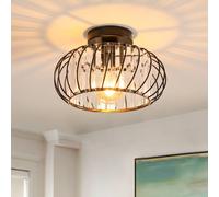 Pheashine Modern Crystal Pendant Light E27 28CM for Kitchen Hallway Dining Rooms in Black Pheashine Black