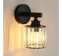 Pheashine Modern Crystal Wall Light, E27 Black Crystal Wall Sconce Lamp, Walls Lighting Fixture for Bedroom, Living Room, Hallway