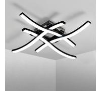 Pheashine Modern Curved Led Ceiling Light,4 Built-In Boards Black 6500K Cool White For Bedroom, Living Room Or Dining Room