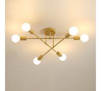 Pheashine Modern Gold 6-Light Ceiling Light, Semi-Flush E27 Fixture, No Bulb Pheashine Gold