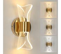 Pheashine Modern Gold Acrylic Wall Sconce 12W 3-Color Bedside Light Pheashine Gold