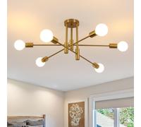 Pheashine Modern Gold Pendant Light 6 Lights E27 Semi-Flush Ceiling Light Pheashine Gold