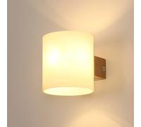 Pheashine Modern Solid Wood Wall Lamp With Cylindrical Glass Lampshade in Light Brown Pheashine Light Brown