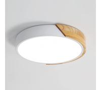 Pheashine Modern White Round Wood LED Ceiling Light 24W 6500K 32cm Cool White Pheashine White