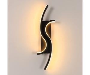 Pheashine Nordic Double S-Shaped Wall Lamp,12W Black Warm White 3000K For Staircase