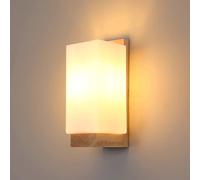 Pheashine Nordic Wood Wall Sconce, E27 Modern Wall Light Glass Shade, Bulb Not in Light Brown Pheashine Light Brown