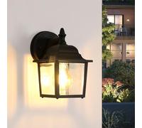Pheashine Outdoor Wall Lights, E27 Outdoor Wall Light with Clear Glass Shade, Aluminum Security Lights, Black Exterior Garden Light for Front Door, Porch, Patio, House, Garage