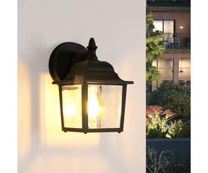 Pheashine Outdoor Wall Lights, E27 Outdoor Wall Light with Clear Glass Shade, Aluminum Security Lights, Black Exterior Garden Light for Front Door, Porch, Patio, House, Garage