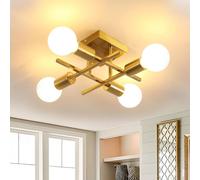 Pheashine Retro Ceiling Lamp 28cm Square Electroplated Gold Handmade Pheashine Gold