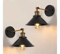 Pheashine Retro Wall Lamps Black Pointed Shade E27 Base 2-Pack Pheashine Black