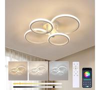 Pheashine Round 4-Head Led Ceiling Light,76W White Aluminum Dimmable 3000K-6500K With Remote