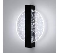 Pheashine Round LED Wall Sconce, 12W 6500K Modern Acrylic Wall Light with Silver in Black Pheashine Black