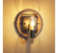 Pheashine Rustic Wall Lamp Hemp Rope E27 Includes Light Bulb Ideal For Hallways Living Rooms Bedrooms(Includes Light Bulb)