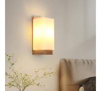 Pheashine Scandinavian Natural Wood Rectangular Glass 12X10X25Cm E27 Wall Light