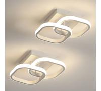 Pheashine Set of 2 White 24cm Double Square LED Ceiling Light 24W Neutral White Pheashine White
