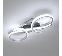 Pheashine Silver Curved Led Ceiling Light, 36W 3350Lm 6500K Cool White Modern Design
