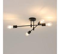 Pheashine Sleek Black Industrial Ceiling Lamp 4-Light E27 Fixture For Hallways Living Rooms(Includes Light Bulb)