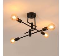 Pheashine Sleek Ceiling Lamp 4 Heads All Black E27 Lamp Holder Pheashine Black