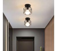 Pheashine Sl eiling Light Hexagonal Wrought Iron Black 14x16 cm E27 Two-Pack Pheashine Black 14x16 cm