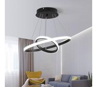 Pheashine Sleek Double Circle Pendant Chandelier 20+40cm Black 32W 6500K Pheashine Black
