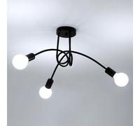 Pheashine Sleek Industrial Ceiling Light Black 3 Lamps E27 400X300mm