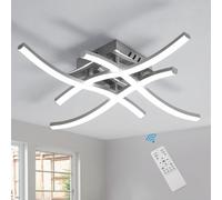 Pheashine Sleek Led Ceiling Light Silver Four-Pronged Stepless Dimming 45X45X8Cm