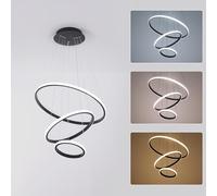 Pheashine Sleek LED Pendant Light Adjustable Dimmable Black Aluminium 3 Rings Pheashine Black