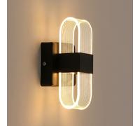 Pheashine Sleek Oval Acrylic LED Wall Lamp 10W Black Vertical Texture Pheashine Black