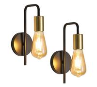 Pheashine Sleek U-Shaped Wall Lamp Set E27 Black For Kitchens Hallways 2-Pack(Includes Light Bulb)