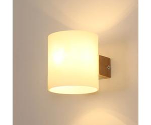 Pheashine Solid Wood Wall Lamp 16X12X13Cm,cylindrical Glass Shade, E27 Base, Nordic Style