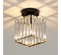Pheashine Square Crystal Ceiling Light 13x13x17.5cm E27 Base (Bulb Not Included) in Black | Size: 13x13x17.5 cm Pheashine Black 13x13x17.5 cm