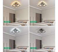 Pheashine Square Triple Led Ceiling Light, 40W Sand Black 47X47Cm Dimmable With Remote 3000-6500K