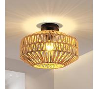 Pheashine Stylish Bamboo Woven Ceiling Lamp Black Chassis E27 30x30x22cm in Brown | Size: 30 x 30 x 22 cm Pheashine Brown 30 x 30 x 22 cm