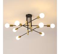 Pheashine Stylish Ceiling Lamp Black & Gold 8 Heads E27 Lamp Head Pheashine Black