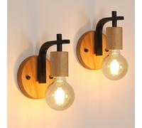 Pheashine Vintage Industrial Wall Lamp 2 Pack Black in Brown Pheashine Brown