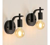 Pheashine Vintage Industrial Wall Sconce 2 Pack Black Metal Lighting Pheashine Black