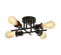 Pheashine Vintage Sputnik Ceiling Light Matte Black 4-Light Chandelier Ceiling Lights, Industrial Semi Flush Mount Lighting Fixture with E27 Base for Kitchen, Bedroom, Living Room, Hallway
