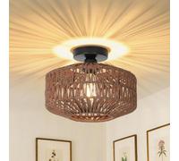 Pheashine Vintage Wicker Pendant Light E27 For Living Room Dining Room Bedroom (Includes Light Bulb)