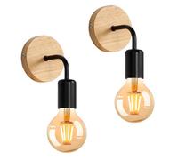 Pheashine Wall Lights Indoor 2 Pack, Vintage Wall Lamp Black, E27 Metal Wall Sconce Lights, (Not Included Bulb)