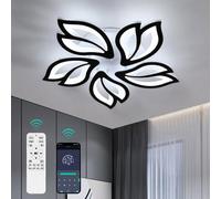 Pheashine White 5-Head Petal Led Chandelier, 45W Dimmable With Remote Control, Metal And Acrylic