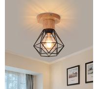 Pheashine Wood Cage Ceiling Lights (2 Pack), Industrial Style, E27 (Bulb Not ) in Black Pheashine Black