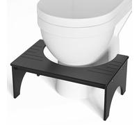 PheeHong Toilet Stool Poop Squat Stool for Adults and Kids Bamboo 7" Foot Potty Step Stool for Bathroom Squatting Position can Relieve Intestinal Pressure and Help Defecation (Black)
