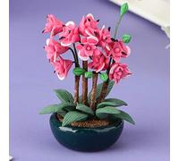Phefop 1:12 Miniature Dollhouse Flower Rose Red Plant, Ceramic Accessory for Balcony and Living Room Garden Decoration
