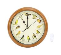 Phefop 10 Inch Round Wall Clock, Classical Design, with Premium Silent Mechanism On Time Bird Calls, Christmas Music, Great Housewarming, Mother's Day, Thanksgiving (Brown)