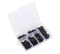 Phefop 100pcs M2-M6 Nylon Flat Washer Gasket Plain Washers Assortment Kit,with Box for Spreader,Damage Prevention,Spacer,Wear Pad,Locking,Vibration Reduction (Black)